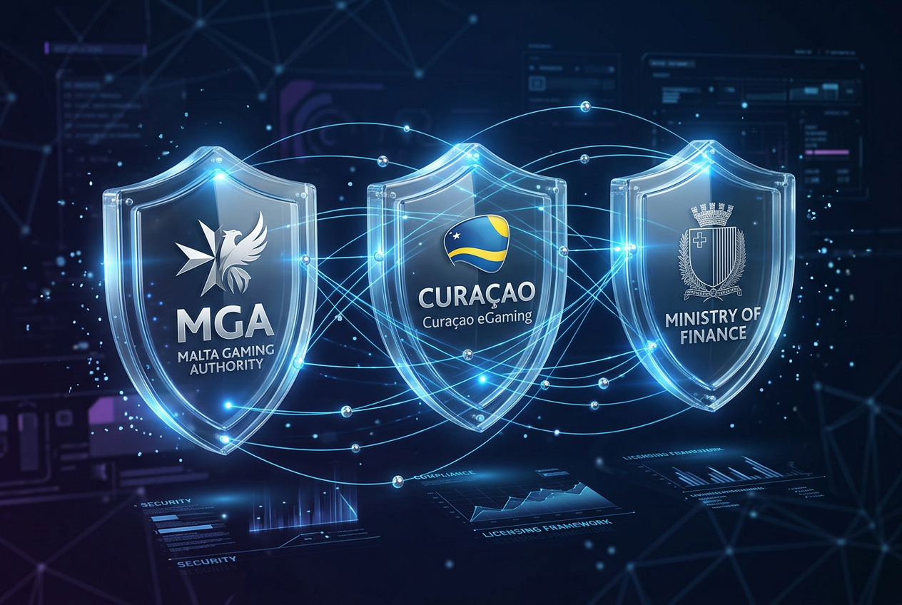 Infografika hierarchii licencji hazardowych MGA i Curacao